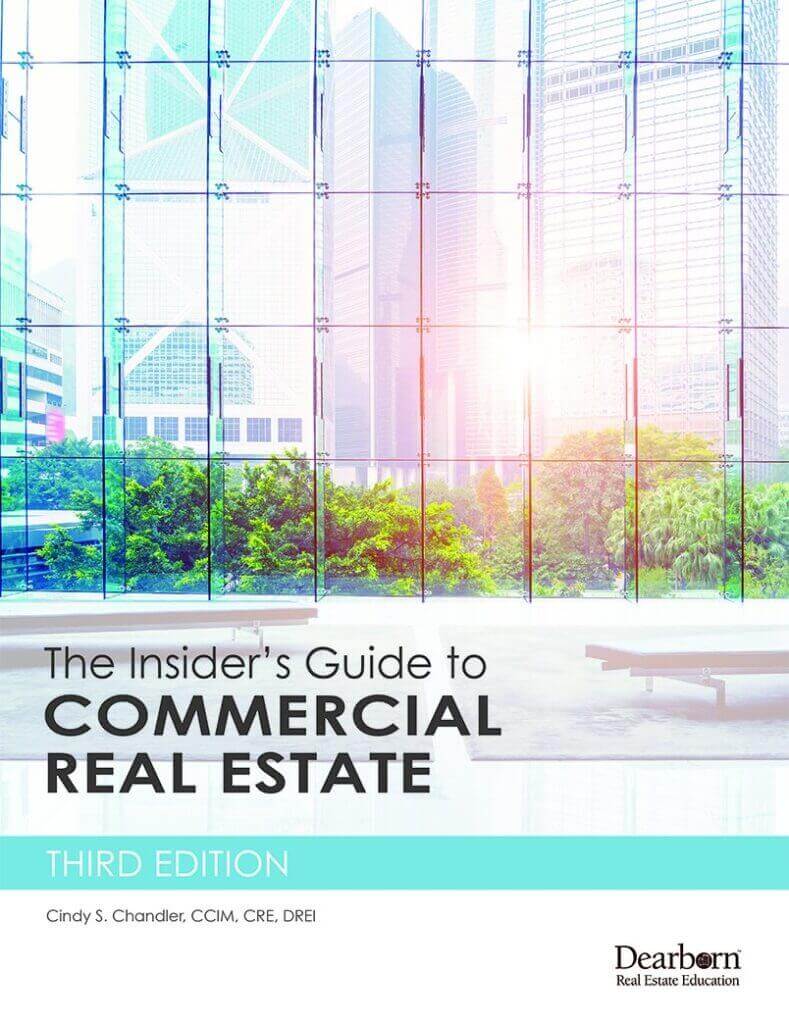 Cover of "The Insider's Guide to Commercial Real Estate" Third Edition by Cindy S. Chandler, featuring a modern cityscape.