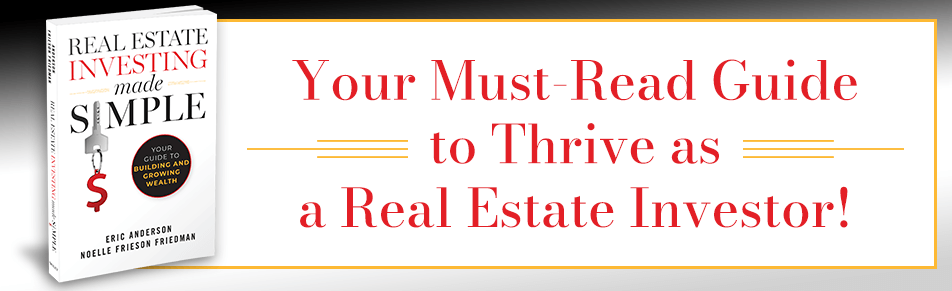 Real Estate Investing book cover with a guide for thriving as an investor, featuring a key and wealth-building tips.